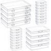 Forever bene Plastic Case Bead Organizer Box 24 Pack Mixed Size Small Clear Storage Containers Craft Storage Box with Hinged Lid and Labels Mini Boxes for Jewelry Diamonds Small Items Craft Projects