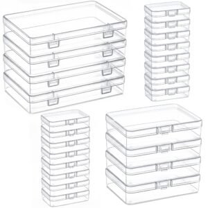 Forever bene Plastic Case Bead Organizer Box 24 Pack Mixed Size Small Clear Storage Containers Craft Storage Box with Hinged Lid and Labels Mini Boxes for Jewelry Diamonds Small Items Craft Projects