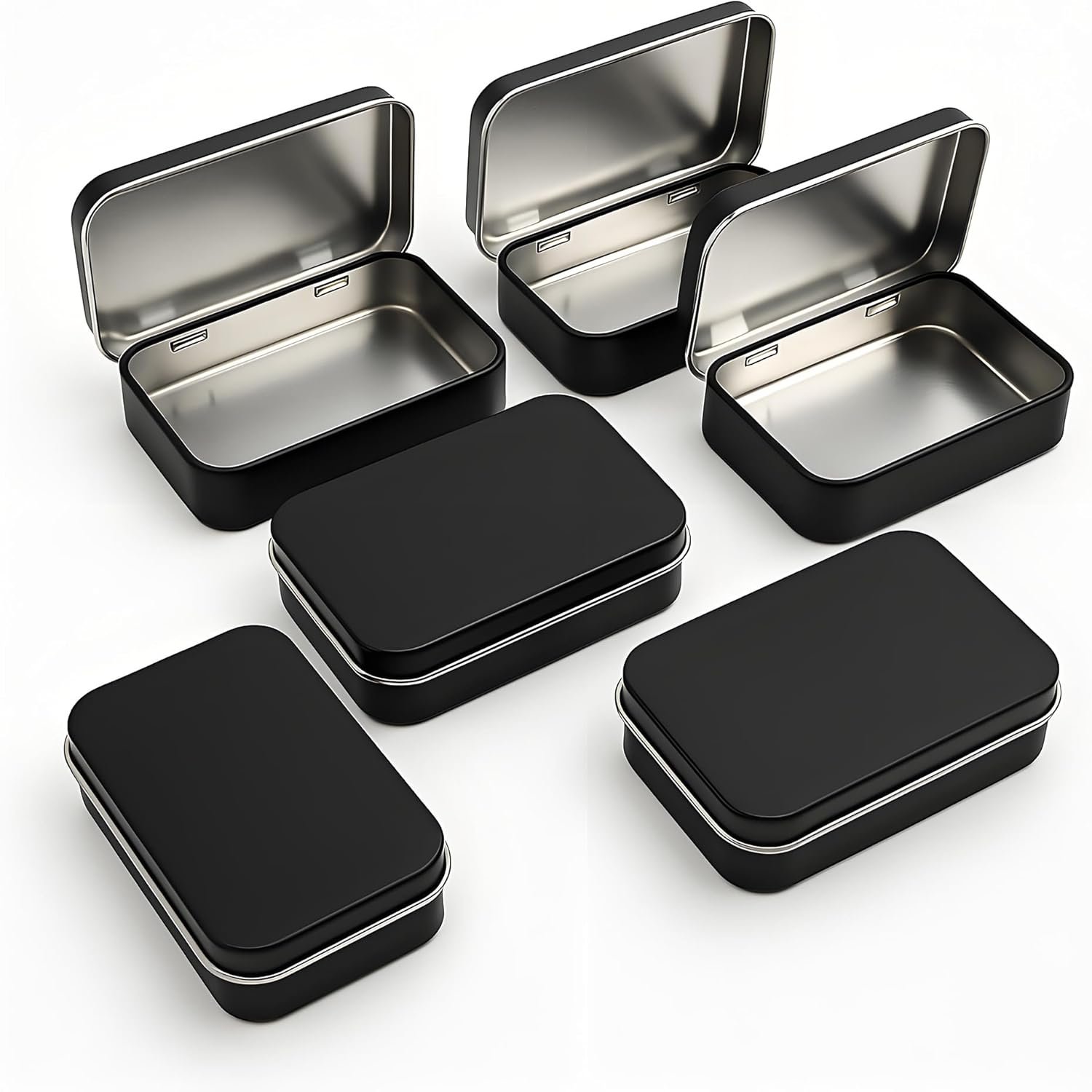 Forever Bene black metal tins for small product storage and presentation