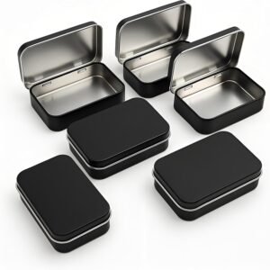 Small Metal Box With Lid-Cookie Tins Metal Tins With Lids Lens Wipes Storage Container Mini Portable Box,Empty Hinged Tin,For Organize Mint Candy Jar,Sewing (Rose Gold, 6 Pcs 3.7" x 2.4" x 0.9")