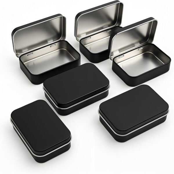 71QjkMAbZ9L._AC_SL1500_-6.jpg Small Metal Box With Lid-Cookie Tins Metal Tins With Lids Lens Wipes Storage Container Mini Portable Box,Empty Hinged Tin,For Organize Mint Candy Jar,Sewing (White, 6 Pcs 3.7" x 2.4" x 0.9")