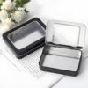 Forever bene Tin Box Small Metal Storage Box w/Clear Lid - Portable for Beads, JewelryCrafts, Zyn Tin,Mint Candy,Small Items Travel,Stackable (Black, 2 Pcs 4.5" x 3.5" x 0.9")