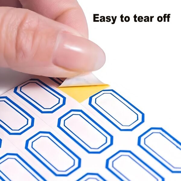 Forever bene 3200 PCS Small Blank Label Stickers - Self-Adhesive, Easy-to-Write,Mini White Tags with Blue Border - Perfect for Price Tags,Product Labels,Key,Storage Organization, 0.95 x 0.55 in