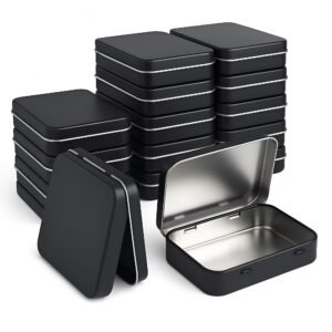 Small Metal Box With Lid-Cookie Tins Metal Tins With Lids Lens Wipes Storage Container Mini Portable Box,Empty Hinged Tin,For Organize Mint Candy Jar,Sewing Tools,DIY Gift Boxes(Black 20 Pcs)