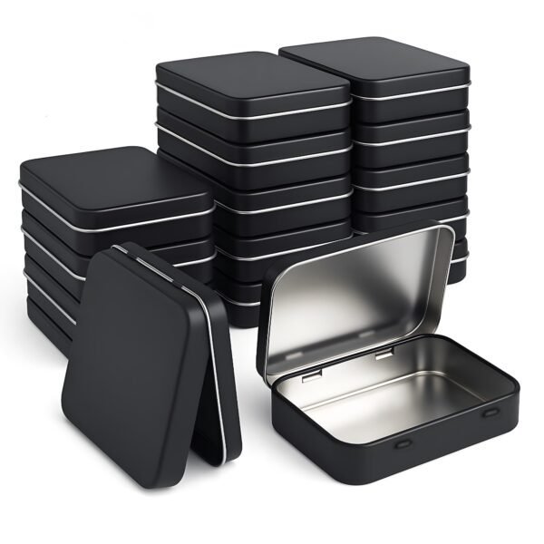 Small Metal Box With Lid-Cookie Tins Metal Tins With Lids Lens Wipes Storage Container Mini Portable Box,Empty Hinged Tin,For Organize Mint Candy Jar,Sewing Tools,DIY Gift Boxes(Black 20 Pcs)
