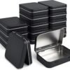Forever bene 20 Small Sizes+20 Large Sizes Small Metal Box With Lid -20 Cookie Jars With Lid Metal Jar Lens Wet Wipes Storage Container Black Mini Portable Empty Hinge Jar