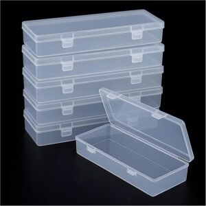 71VK8Ly93QL._AC_SL1500_-1.jpg Forever bene 6 Pack Clear Plastic Storage Boxes with Hinged Lids, 6x2.6x1.2 Inches Long Rectangular Organizer for Diamond Art Accessories, Beads, Crafts