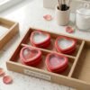 Forever Bene 16 Pack Heart Shaped Tins with Clear Window Lids, 2.5 oz Empty Candle Tins 2.3x2.4x1.1 Inches for Valentine Party Favors, Romantic Gifts - Red