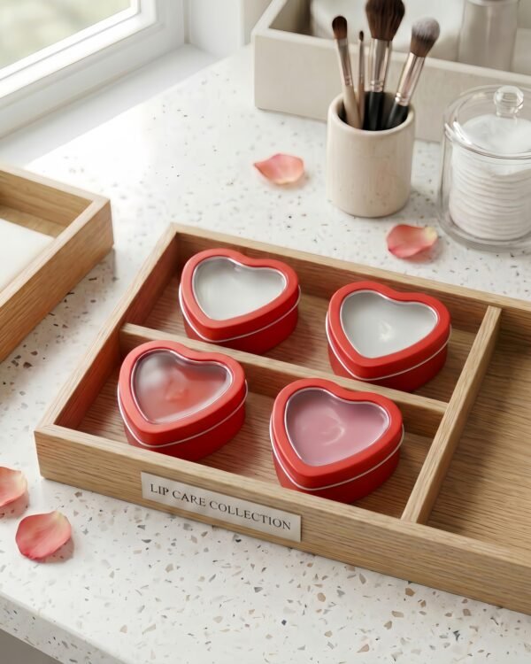 Forever Bene 16 Pack Heart Shaped Tins with Clear Window Lids, 2.5 oz Empty Candle Tins 2.3x2.4x1.1 Inches for Valentine Party Favors, Romantic Gifts - Red