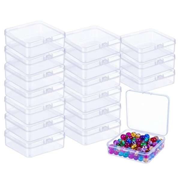 Forever bene 17 Pack Clear Plastic Storage Boxes with Lids,Beading Storage 3x3x1.4 Inches Square Organizer Containers for Small Parts, Crafts, Jewelry, SMT Components