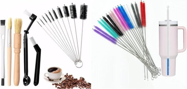 Coffee Machine Cleaning Brush Straw Brush,Long Handle Bottle Brush, Cups,Water Bottles,Bent Pipe+18 Pcs for Stanley Long Stainless Steel Brushes,Oil Pipeline, Test Tube,Nylon Tube Brushes 11.8in Long