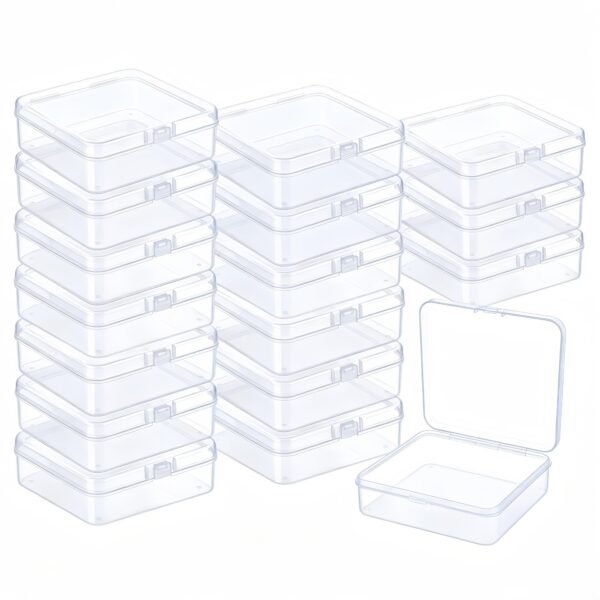 Forever bene 17 Pack Clear Plastic Storage Boxes with Lids,Beading Storage 3x3x1.4 Inches Square Organizer Containers for Small Parts, Crafts, Jewelry, SMT Components