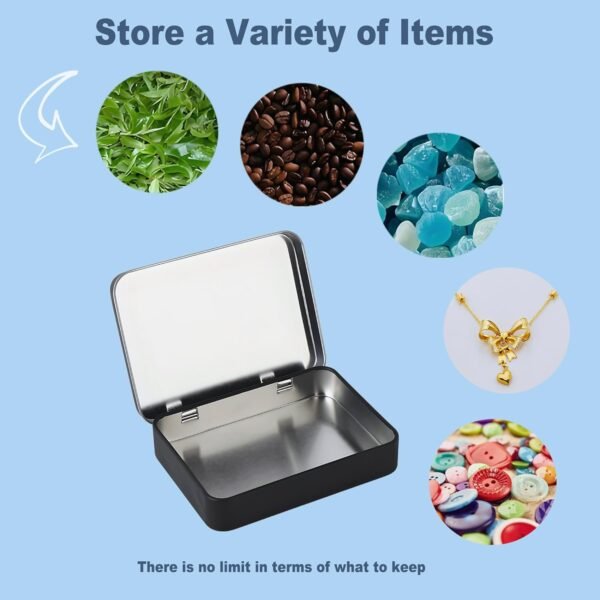 Forever bene Flip-Top Tin Rectangular Metal Tin Boxes with Hinged Lids, Empty Storage Containers in for Gift Cards, Crafts, Hardware & EDC Survival Kits (White, 2 Pcs 4.5" x 3.5" x 0.9")