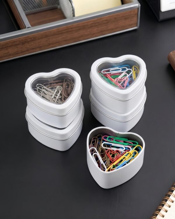 Forever Bene 16 Pack Heart Shaped Tins with Clear Window Lids, 2.5 oz Empty Candle Tins 2.3x2.4x1.1 Inches for Wedding Favors, DIY Custom Gift Box - White
