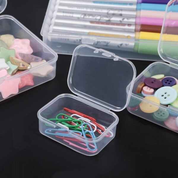 Forever bene Plastic Case Bead Organizer Box 24 Pack Mixed Size Small Clear Storage Containers Craft Storage Box with Hinged Lid and Labels Mini Boxes for Jewelry Diamonds Small Items Craft Projects
