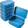 71g7YrpQIKL._AC_SL1500_-2.jpg Forever bene 6 Pack Blue Metal Tins with Hinged Lids, 3.7x2.4x0.9 Inches Small Tin Box Containers with Bonus Labels, Metal Card Storage Box for Playing Cards, Bar Soap Travel Container, Solid Cologne