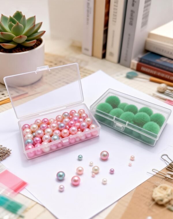 Forever bene 8-Pack Clear Plastic Organizer Boxes,Small Parts Storage Containers with Secure Latch Lids for Craft Supplies,Jewelry, Beads,Office Nail Tools (Clear, 5.3" x 3.2" x 1.2")
