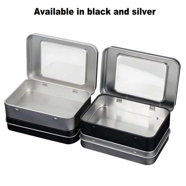 Version 1.0.0 Forever Bene Tin Box Small Metal Storage Box w/Clear Lid - Portable for Beads, JewelryCrafts, Zyn Tin,Mint Candy,Small Items Travel,Stackable,DIY,Versatile,With Adhesive Label (Silvery 12 Pcs)