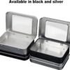 Forever bene Tin Box Small Metal Storage Box w/Clear Lid - Portable for Beads, JewelryCrafts, Zyn Tin,Mint Candy,Small Items Travel,Stackable (Black, 2 Pcs 4.5" x 3.5" x 0.9")