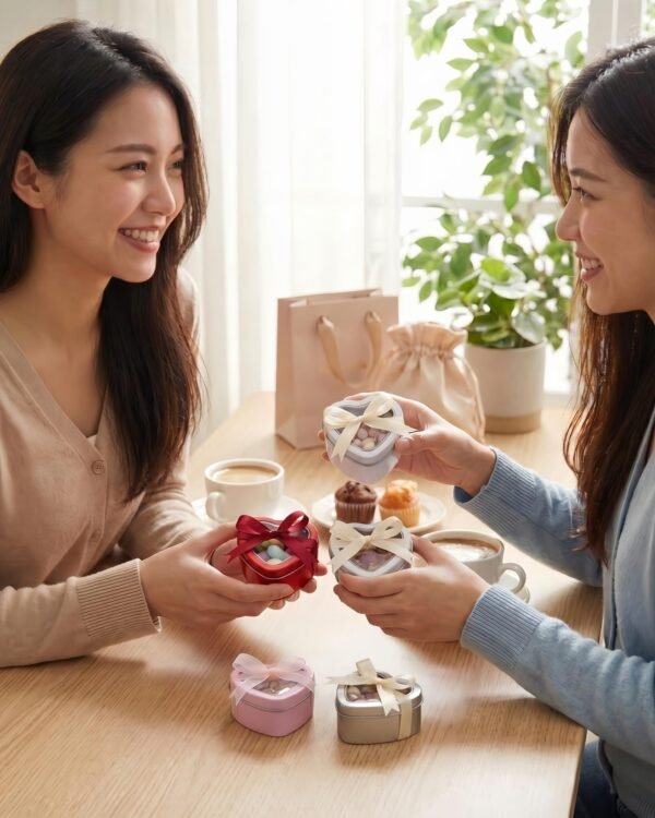Version 1.0.0 Forever Bene 4 Pack Heart Shaped Tins with Clear Window Lids, 2.5 oz Empty Candle Tins 2.3x2.4x1.1 Inches, Mixed Color Variety Pack for Color Demander DIY Crafts,Empty Tin Box Multicolour
