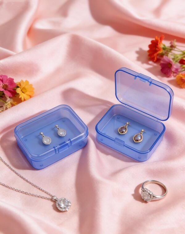 Forever bene 30-Pack Small Plastic Storage Boxes with Lids, Organizer Containers for Beads, Jewelry, Crafts, Small Parts (65x45x20mm) - Blue Plastic Case