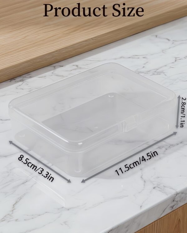 Forever bene 8 Pack Clear Plastic Storage Boxes with Hinged Lids, 4.5x3.3x1.1 Inches Small Organizer Containers with Bonus Marking Labels for Beads, Jewelry, DIY Crafts