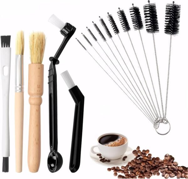 Coffee Machine Cleaning Brush Straw Brush,Long Handle Bottle Brush, Cups,Water Bottles,Bent Pipe+18 Pcs for Stanley Long Stainless Steel Brushes,Oil Pipeline, Test Tube,Nylon Tube Brushes 11.8in Long