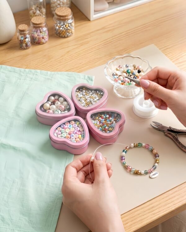 Forever Bene 16 Pack Heart Shaped Tins with Clear Window Lids, 2.5 oz Empty Candle Tins 2.3x2.4x1.1 Inches, Salve Tins with Lids for Lip Balm - Pink