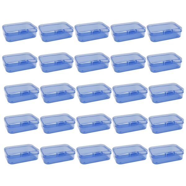 Forever bene 30-Pack Small Plastic Storage Boxes with Lids, Organizer Containers for Beads, Jewelry, Crafts, Small Parts (65x45x20mm) - Blue Plastic Case