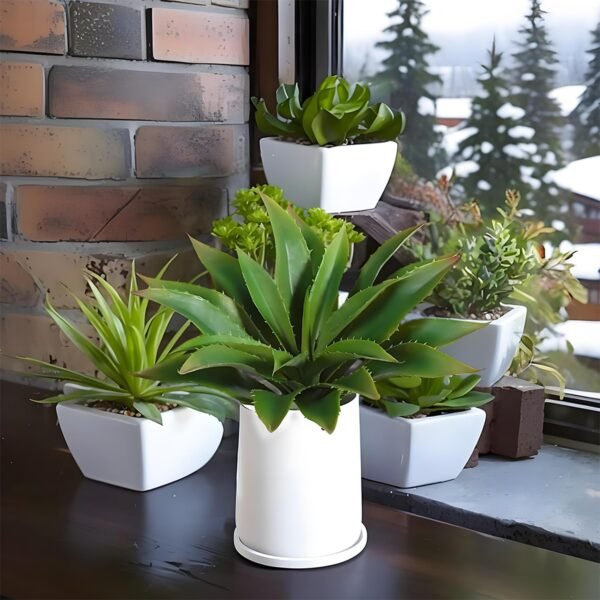 Large 12.6" Artificial Succulents Aloe Plants Real Touch Fake Flowers Unpotted, Fake Agave Perfect for Home, Wedding, Festival Arrangement (1, Green-Red)