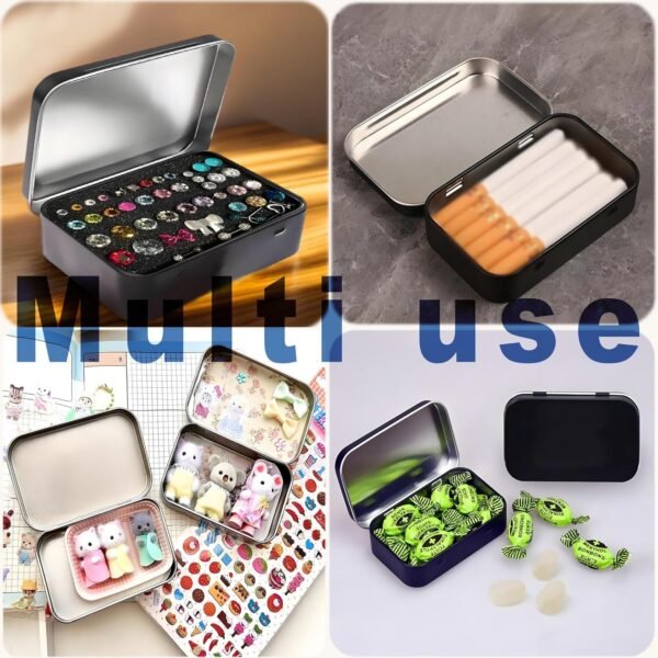81HggA0gsWL._AC_SL1500_-5.jpg Small Metal Box With Lid-Cookie Tins Metal Tins With Lids Lens Wipes Storage Container Mini Portable Box,Empty Hinged Tin,For Organize Mint Candy Jar,Sewing (White, 6 Pcs 3.7" x 2.4" x 0.9")