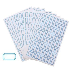Forever bene 3200 PCS Small Blank Label Stickers - Self-Adhesive, Easy-to-Write,Mini White Tags with Blue Border - Perfect for Price Tags,Product Labels,Key,Storage Organization, 0.95 x 0.55 in