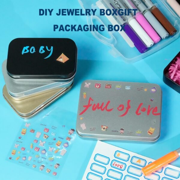 Forever Bene 2 Pcs Flip-Top Tin Rectangular Metal Tin Boxes with Hinged Lids (4.5 x 3.5 x 0.9 Inch), Empty Storage Containers in for Gift Cards, Crafts, Hardware & EDC Survival Kits, Silver