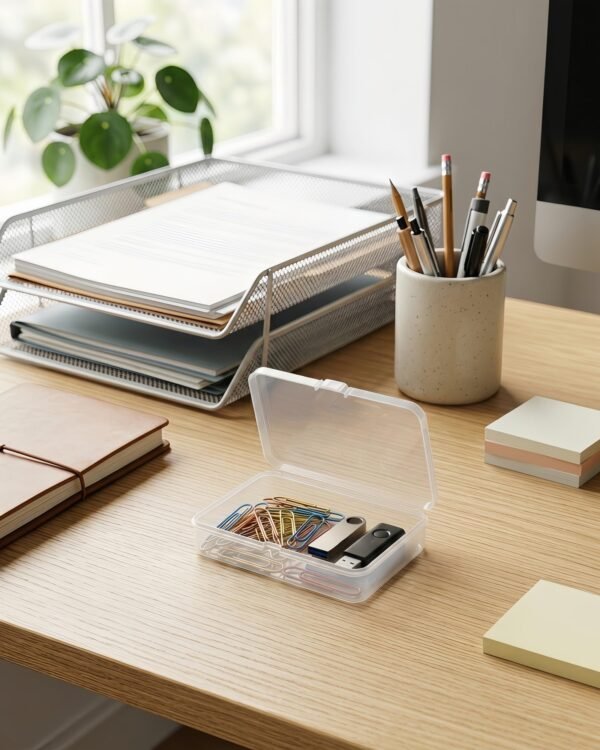 Forever bene 8 Pack Clear Plastic Storage Boxes with Hinged Lids, 4.5x3.3x1.1 Inches Small Organizer Containers with Bonus Marking Labels for Beads, Jewelry, DIY Crafts