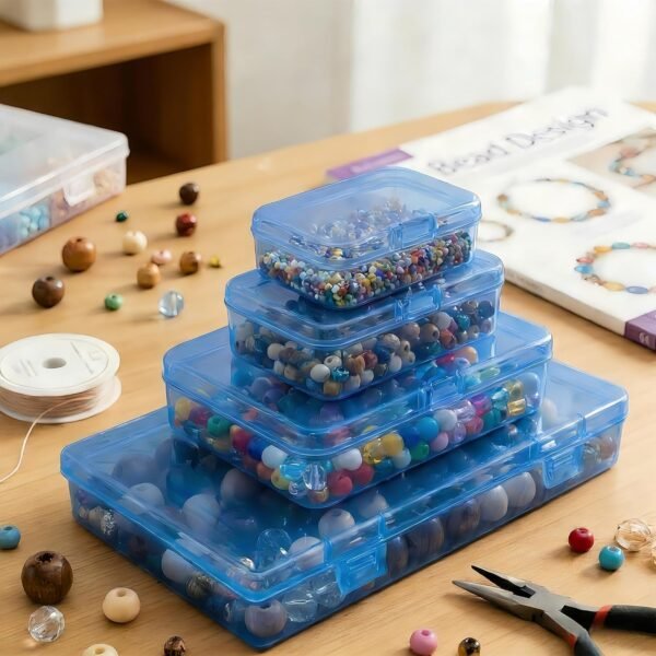 81OesgWUjFL._AC_SL1500_-3.jpg Forever bene Blue Organizer Boxes, 24 Pack Mixed Size Plastic Storage Containers with Hinged Lid & Label Stickers, Multi-Size Rectangular Clear Boxes for Beads, Jewelry, Crafts, Electronic - DIY