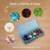 Forever bene 6 Pack Blue Plastic Storage Boxes with Hinged Lids, 6x2.6x1.2 Inches Long Rectangular Organizer for Diamond Art Accessories, Beads, Crafts
