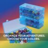 Forever bene 6 Pack Blue Plastic Storage Boxes with Hinged Lids, 6x2.6x1.2 Inches Long Rectangular Organizer for Diamond Art Accessories, Beads, Crafts