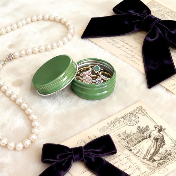Version 1.0.0 Forever Bene Green Aluminum Tins with Screw Lids, 0.5 oz Small Metal Containers, 32 Pack Refillable Mini Tins for Portioning, Organization, Cosmetics, DIY Storage ,With Label Stickers Alu Box