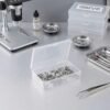 Forever bene 8-Pack Clear Plastic Organizer Boxes,Small Parts Storage Containers with Secure Latch Lids for Craft Supplies,Jewelry, Beads,Office Nail Tools (Clear, 5.3" x 3.2" x 1.2")