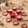 Forever Bene 16 Pack Heart Shaped Tins with Clear Window Lids, 2.5 oz Empty Candle Tins 2.3x2.4x1.1 Inches for Valentine Party Favors, Romantic Gifts - Red