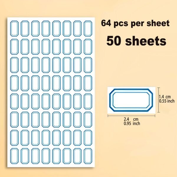 Forever bene 3200 PCS Small Blank Label Stickers - Self-Adhesive, Easy-to-Write,Mini White Tags with Blue Border - Perfect for Price Tags,Product Labels,Key,Storage Organization, 0.95 x 0.55 in