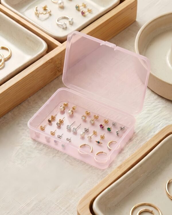 Forever bene 8 Pack Pink Plastic Storage Boxes with Lids, 4.5x3.3x1.1 Inches Small Organizer Containers with Bonus Marking Labels for Beads, Jewelry, DIY Crafts