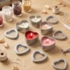 Forever Bene 16 Pack Heart Shaped Tins with Clear Window Lids, 2.5 oz Empty Candle Tins 2.3x2.4x1.1 Inches, Small Metal Containers for Crafts - Silver