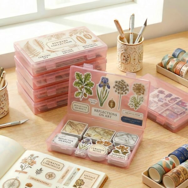 Version 1.0.0 Forever bene 4-Pack Pink Plastic Storage Boxes with Lids, Organizer Containers for Small Parts, Crafts, Jewelry, Office Supplies (180x110x30mm) Pink Plastic Case