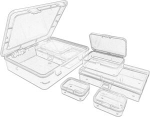 81i5c3af8SL._AC_SL1500_-2.jpg Forever bene 9 Pack Clear Plastic Container with Lid Set, Assorted Sizes Mini Storage Boxes with Bonus Marking Labels for DIY Crafts, Snap Beads, Charms, Stickers, SMT Components, Hardware