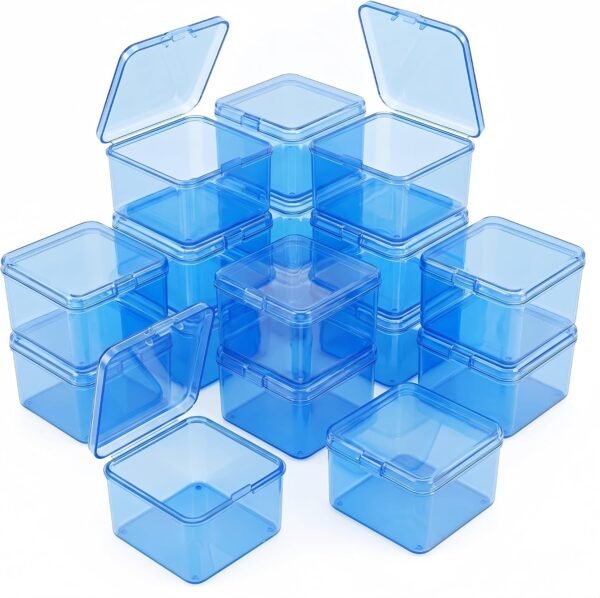 Forever bene Square Plastic Storage Boxes with Lids, Organizer Containers for Small Parts, Crafts, Jewelry, Office Supplies,Nails, SMT components (Clear, 30 Pcs 2 Size)