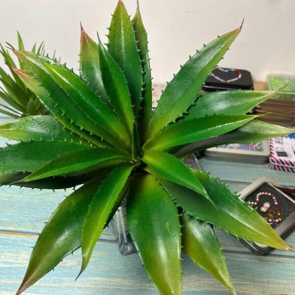 Large 12.6" Artificial Succulents Aloe Plants Real Touch Fake Flowers Unpotted, Fake Agave Perfect for Home, Wedding, Festival Arrangement (1, Green-Red)