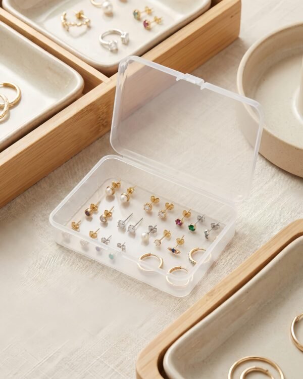 Forever bene 8 Pack Clear Plastic Storage Boxes with Hinged Lids, 4.5x3.3x1.1 Inches Small Organizer Containers with Bonus Marking Labels for Beads, Jewelry, DIY Crafts