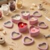 Forever Bene 16 Pack Heart Shaped Tins with Clear Window Lids, 2.5 oz Empty Candle Tins 2.3x2.4x1.1 Inches, Salve Tins with Lids for Lip Balm - Pink