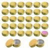 Version 1.0.0 Forever Bene Gold Aluminum Tins with Screw Lids, 0.5 oz Small Metal Jars, 32 Pack Refillable Mini Containers for Travel, Samples, Cosmetics, DIY Storage,With Label Stickers Alu Box